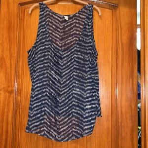Old Navy sheer navy with white pattern tank top size XXL